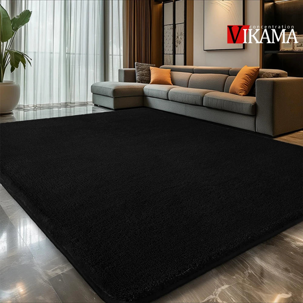 VIKAMA black Area Plush for Bedroom, Living Room Fluffy Rug, Large Area Rug Shag Shaggy Carpet Soft Plush Furry Bedside Rug