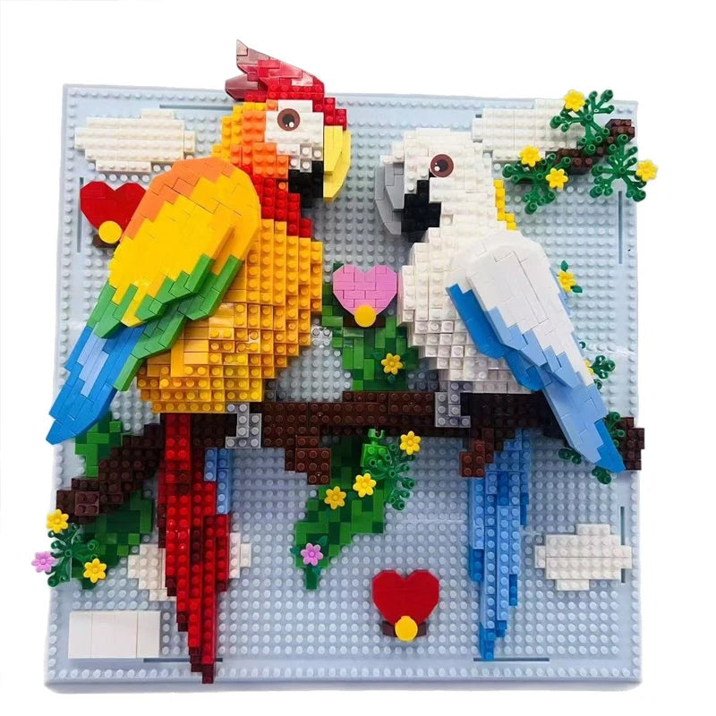 Creative Wall Art Frame Painting Featuring Sharks Eagles Parrots,DIY 3D Micro Animal Particle Building Block Toy,For Adults Gift
