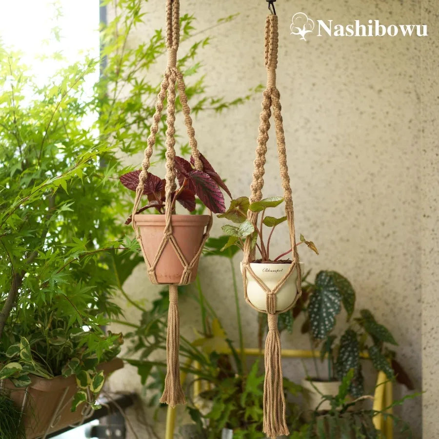 2Pcs Macrame Plant Hangers Indoor Outdoor 27.56 Boho Hanging Planters for Indoor Plants Macrame Wall Hanging Dr for Flower Pots