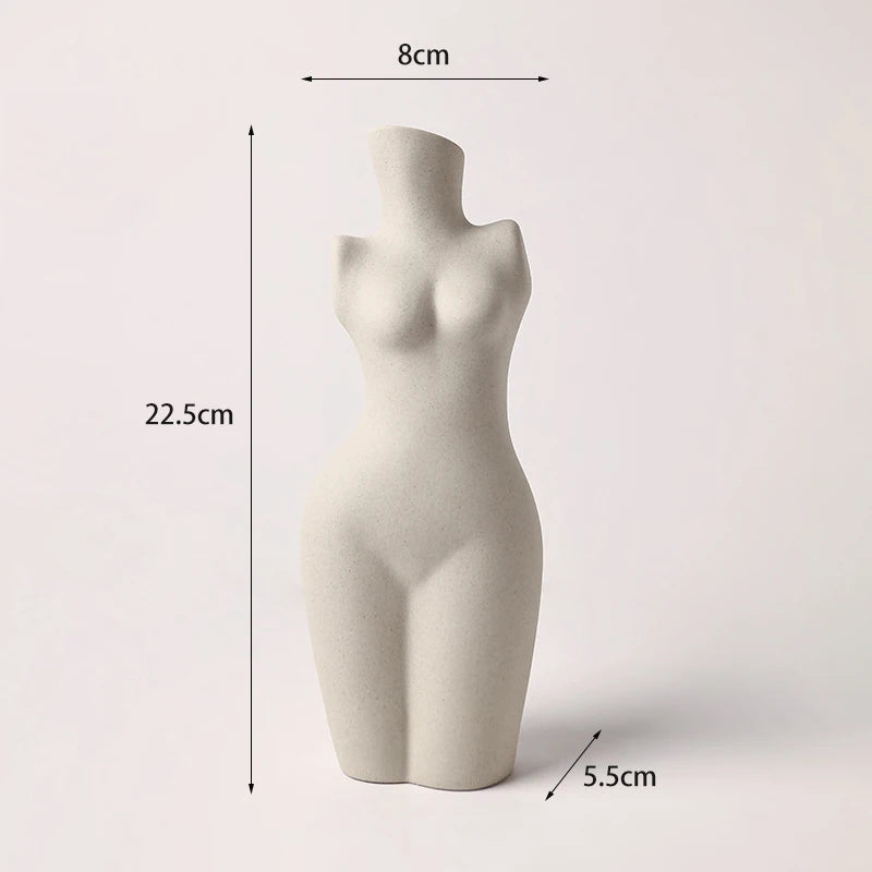 Human Body Styling Art Vase  Silent Wind Ceramic Vase  Sculpture White Primitive Embryo Floral Organ Ins Hotels Home Decorate