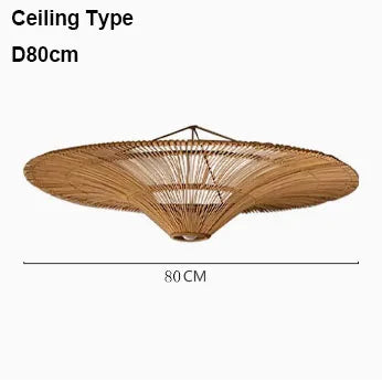 Large Wicker Pendant Lamp Wabi Sabi Style Rattan Chandelier For Living Room Bedroom Restaurant Wood Hand Woven Pendant Lamp