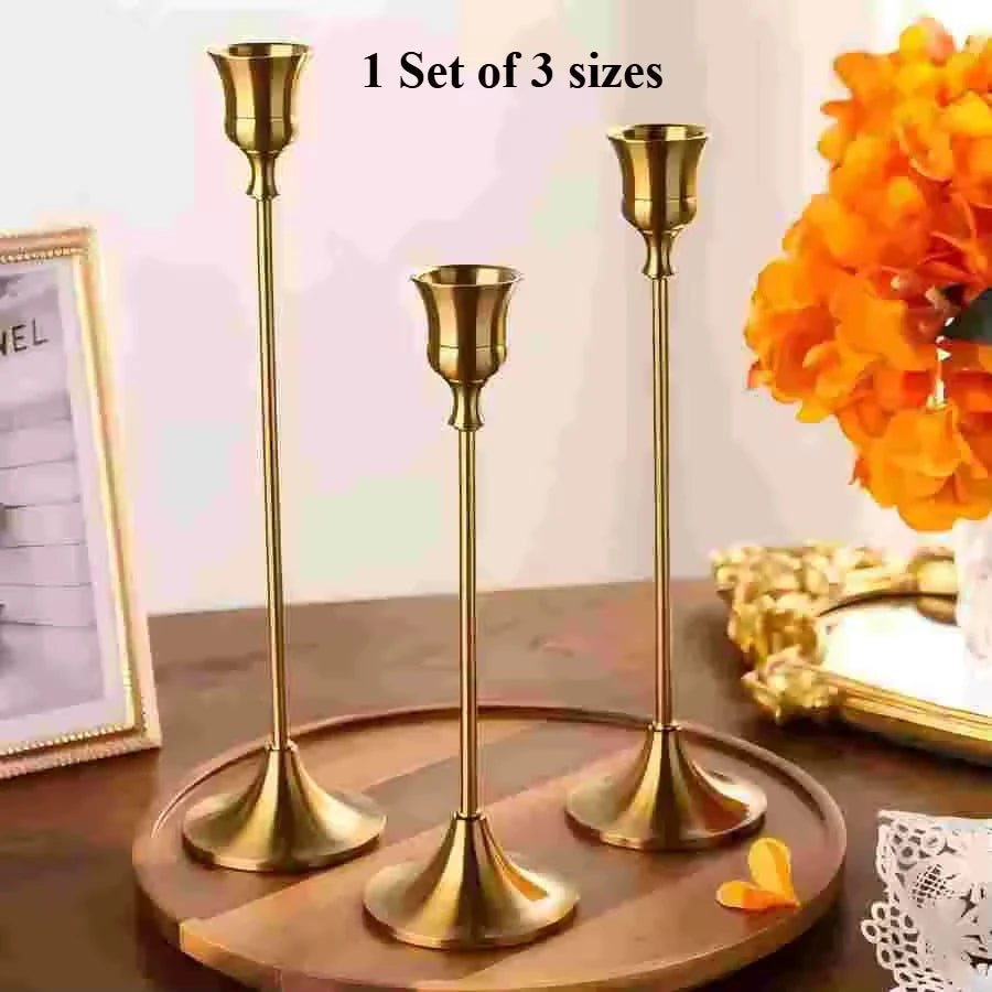3Pcs/Set European Style Metal Candle Holders Candlestick Fashion Wedding Table Candle Stand Exquisite Candlestick Christmas Tabl