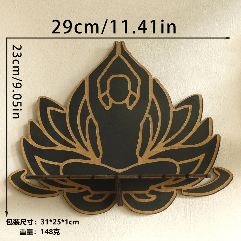 Wooden Craftsmanship Butterfly Lotus Hollow Crystal Storage Rack Simple Home Wall Decoration Wall Phone Stand