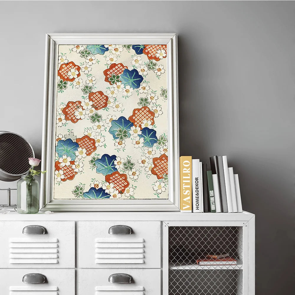 Watanabe Seitei Japanese Woodblock Print Art Antique Poster Floral Pattern Wall Picture Flower Botanical Canvas Painting Decor