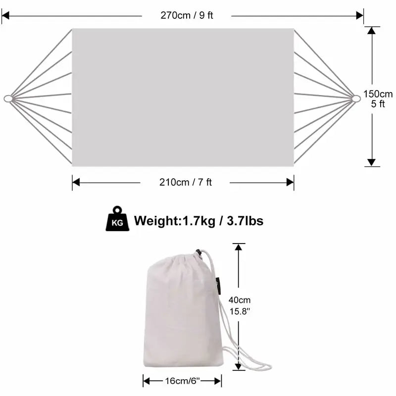 Goodwin Cotton Hammock, Brazilian Double Hammock, Soft Comfortable Fabric Canvas Hammock for Patio, Porch, Garden and Backyard