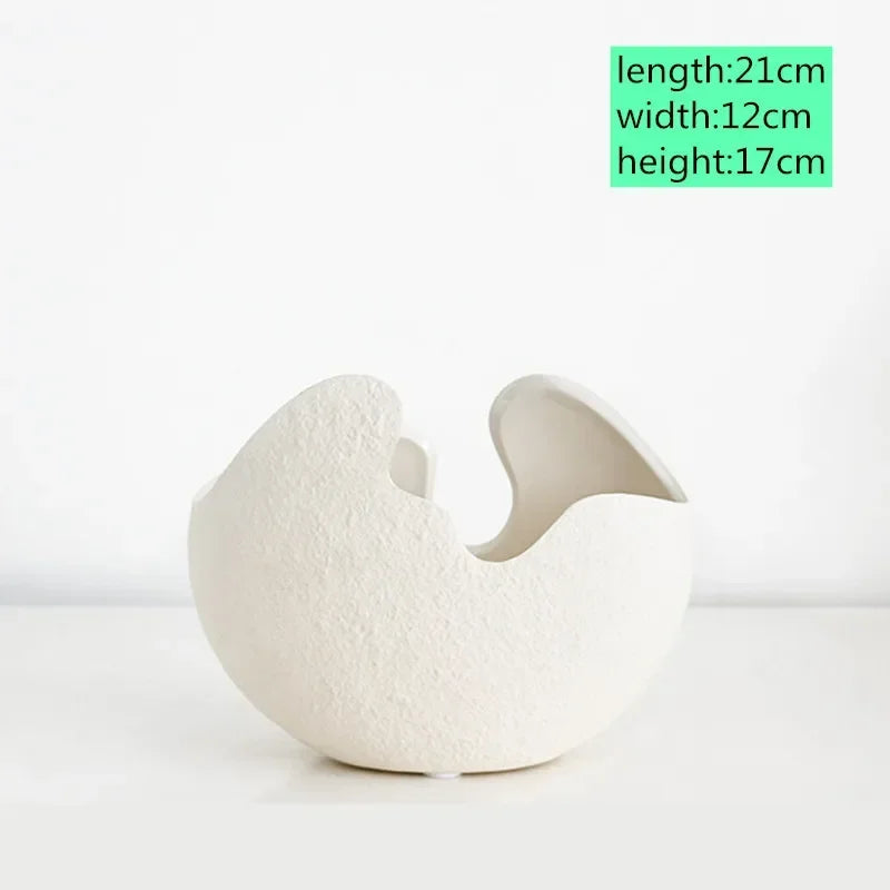 1Pcs Modern pastoral Nordic style White ceramics Egg Shell vase flower pot home desktop ornaments flower arrangement decoration