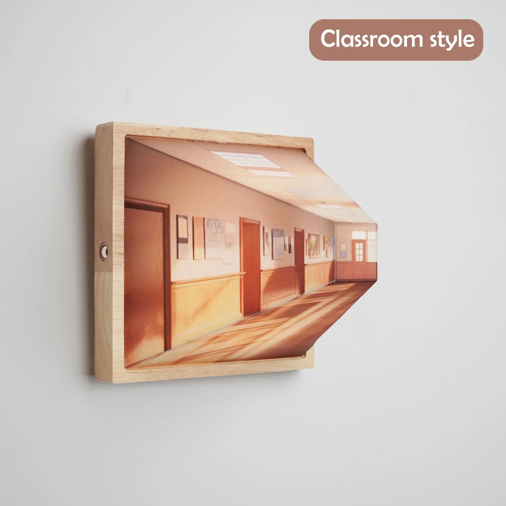 Naked Eye 3D Visual Night Light Wall Lamp Optical Art Atmosphere Wall Lamp 3 Colors Wall-Mounted Painting Light