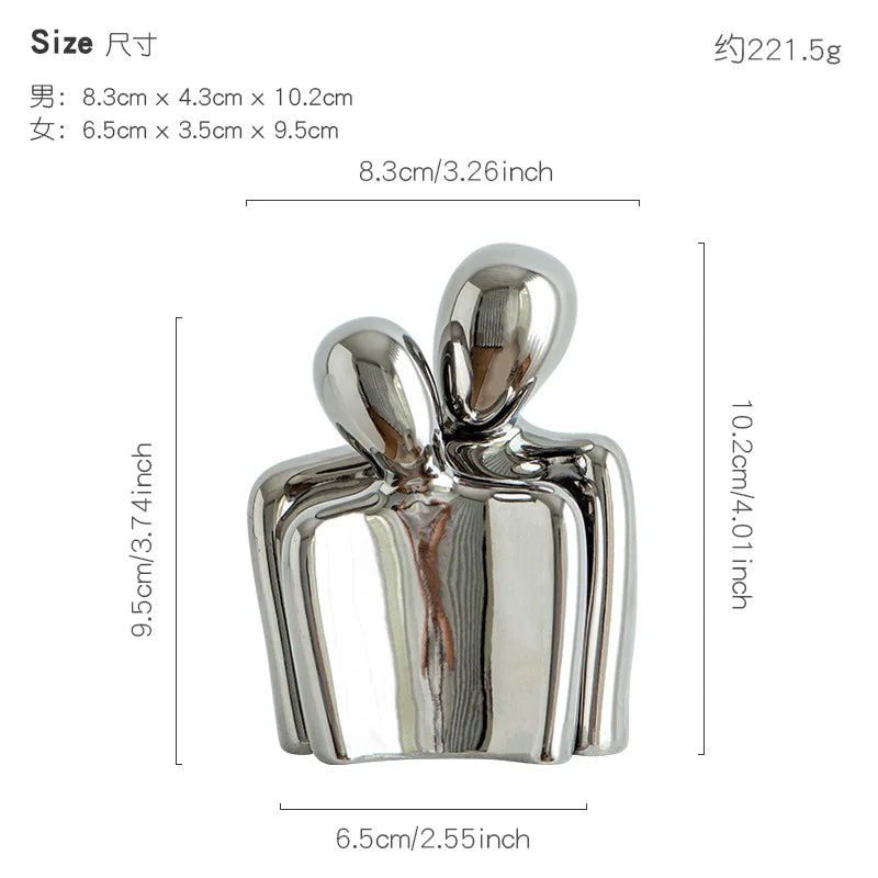 Nordic Decorative Abstract Couple Statue, Ceramic Figure Figurines, Living Room Crafts, Modern Sculpture, Home Ornaments