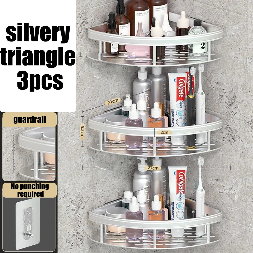 Spice Rack Dish Wall Shelf Kitchen Cabinet Storage Shelves Drying Sink Nail Free Wall Hanging Corner Rectangular Rack