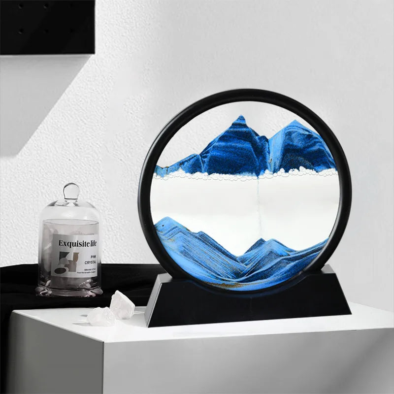 3D Hourglass Quicksand Moving Sand Art Picture Round Glass Deep Sea Sandscape Craft Flowing Painting Office Home Decor Gift New