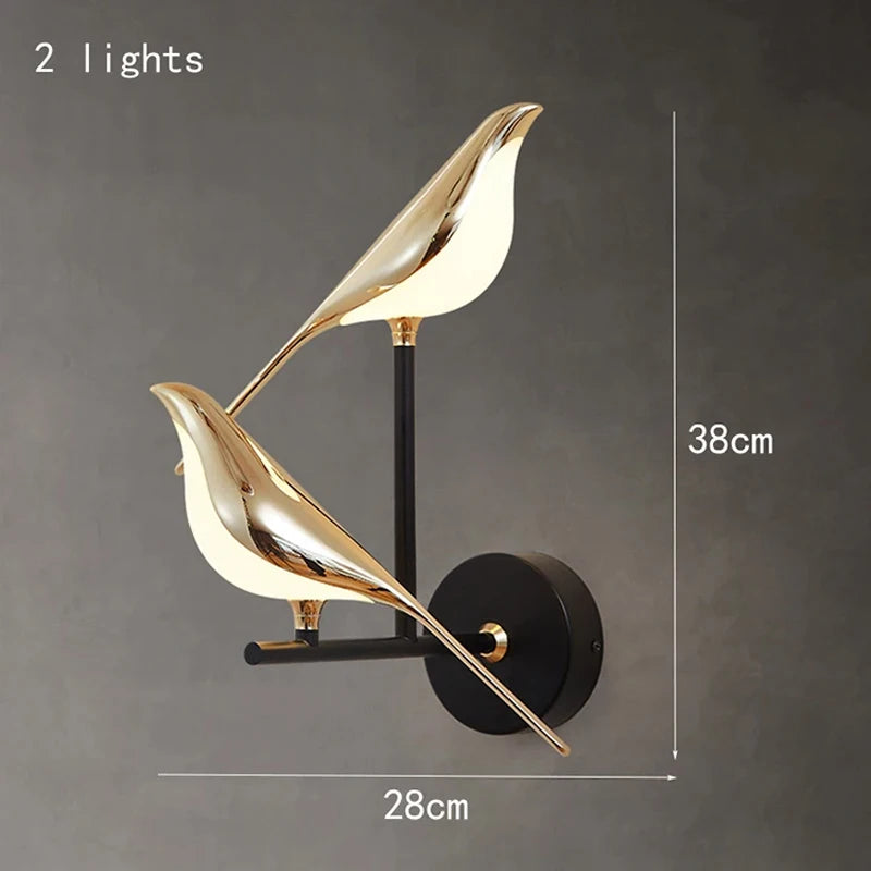Nordic Golden Bird LED Wall Lights Parlor Bar Creative Wall Lamps Novelty Sconces Bedroom Bedside Lamp Living Room Decoration