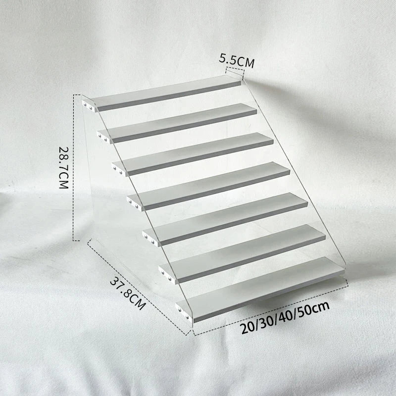 1-7 Step Acrylic Wood Display Stand Wooden Tiered Display Riser Shelf Organizer Rack for Perfumes Figures Collectibles Cupcakes