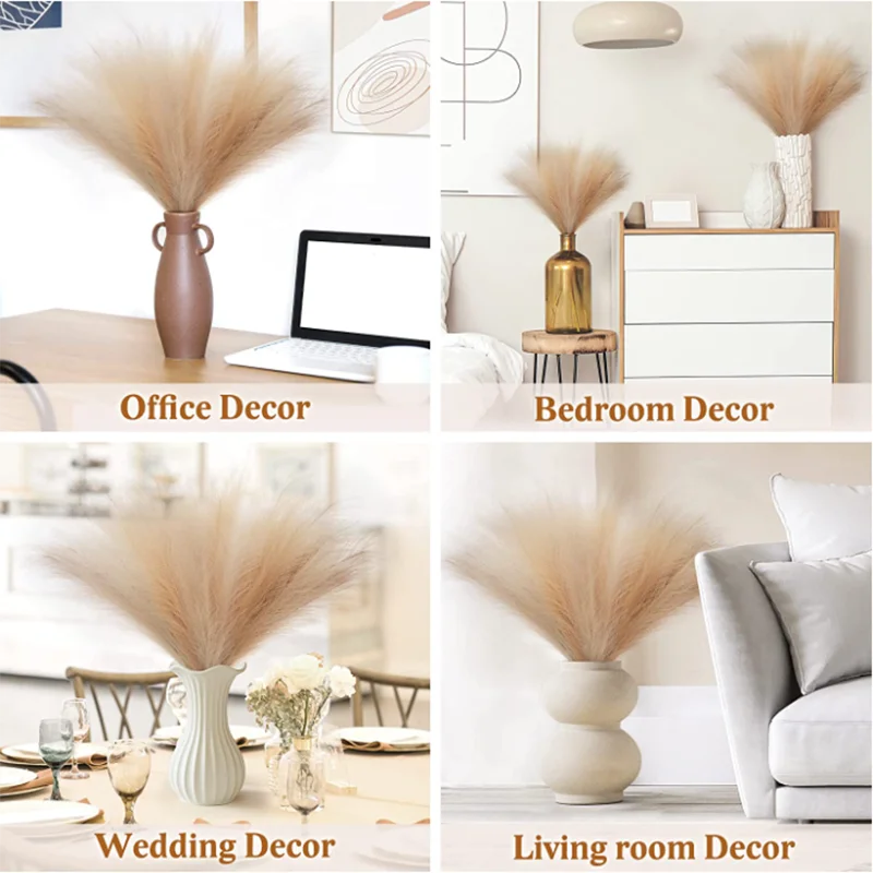 10Pcs Artificial Pampas Grass Bouquet for Home Bedroom Room Wedding Party Decoration Fake Plant Simulation Dried Flower Reed