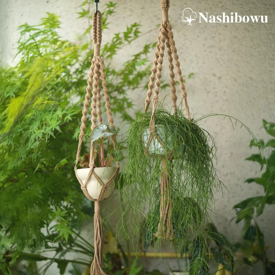2Pcs Macrame Plant Hangers Indoor Outdoor 27.56 Boho Hanging Planters for Indoor Plants Macrame Wall Hanging Dr for Flower Pots