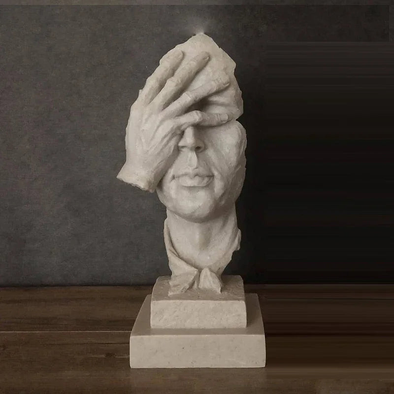 See No Evil Resin Art Silence Mask Figurines Decorations for Home Abstract Silence Is Gold Mask Miniatures Sculpture Artwork