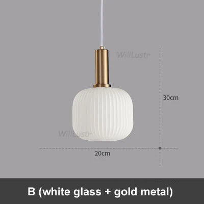 Modern Ribbed Glass Pendant Lamp Smoke Cognac Green Nordic Suspension Light Dinning Room Bedroom Restaurant Hotel Bedside Cafe
