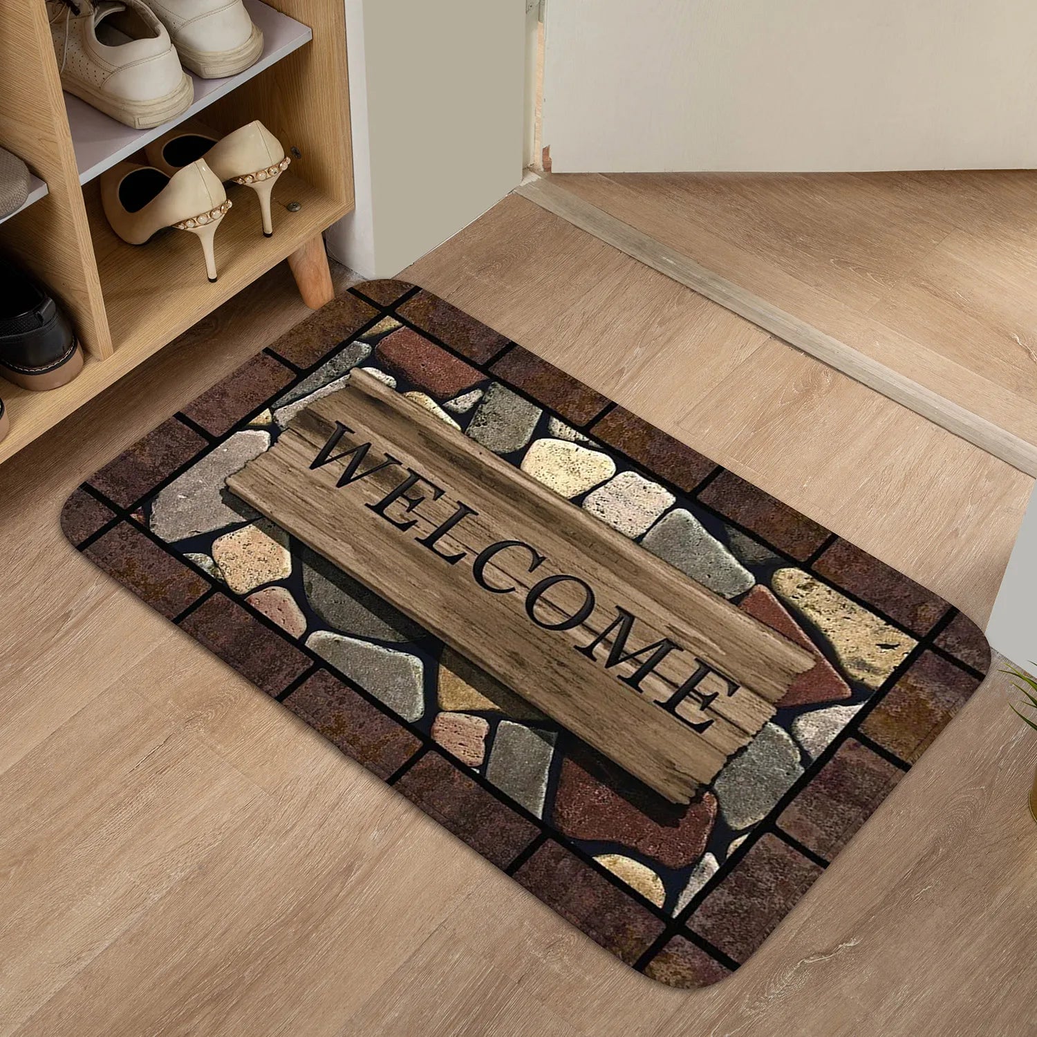 1pc Floral & Letter Graphic Door Mat Doormat Carpets Rug Carpet Bath Kitchen Garden Anti-Slip Small Home Kitchen Welcome Mats