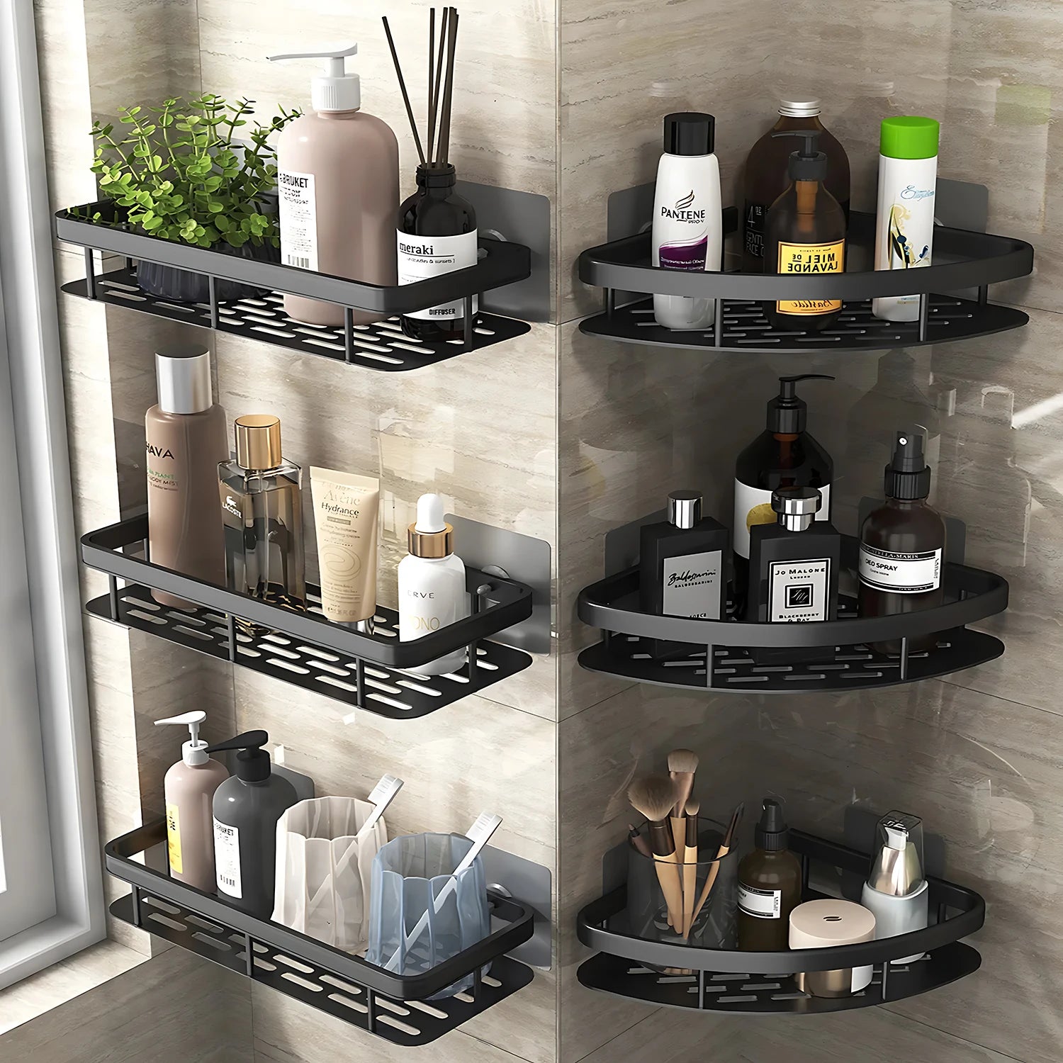 Spice Rack Dish Wall Shelf Kitchen Cabinet Storage Shelves Drying Sink Nail Free Wall Hanging Corner Rectangular Rack