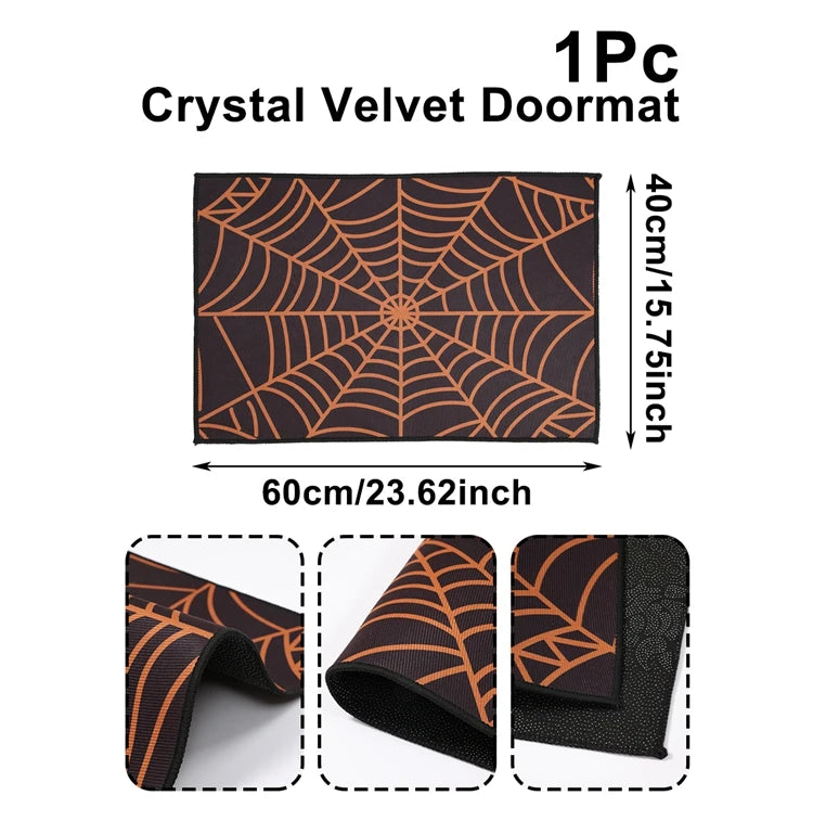 Halloween Crystal Velvet Doormat Halloween Theme Party Decoration Kids Favor Pumpkin Ghost Doormat Trick or Treat Party Supplies