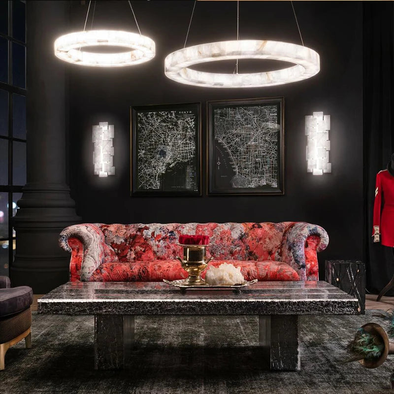 Modern simple long dining room marble chandelier designer new Chinese living room dining table bar table study tea room lamps