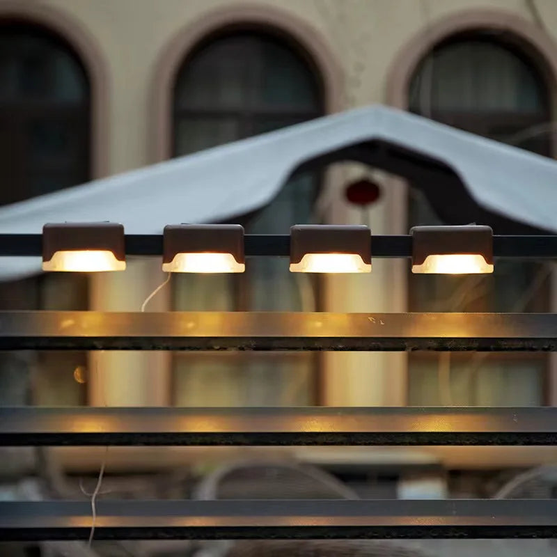 Warm White LED Solar Step Lamp Path Stair Outdoor Garden Lights Waterproof Balcony Light Decoration for Patio Stair Fence Light