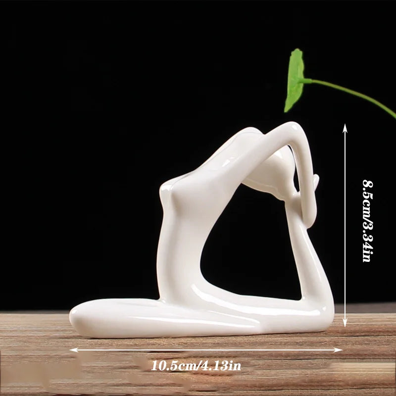 12 Styles Abstract Figure Art Ceramic Yoga Poses Figurine Porcelain Lady Statue Home Yoga Study Studio Decor Ornament  Sculpture