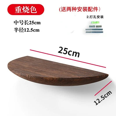 Wooden Semicircle Wall Shelf Background Wall Hanging Projector Display Stand Storage Organization Suspension Home Decoration