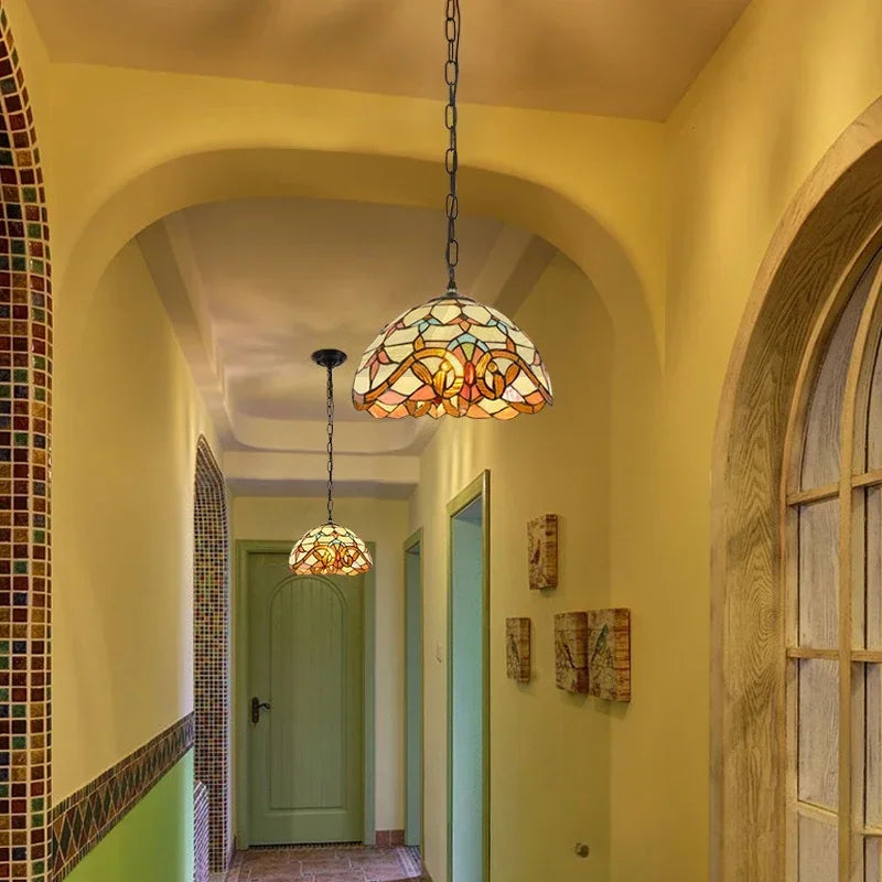 Nordic Colorful Glass Pendant Lights Mediterranean Countryside Hanging Lamp Bedroom Bedside Living Room Led Chandelier