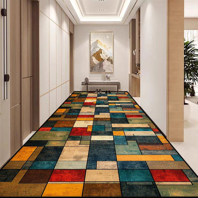 Geometric Nordic Long Corridor Carpet Non-slip Hall Runner Easy Clean Hallway Area Rug Washable Porch Entry Doormat Customizable