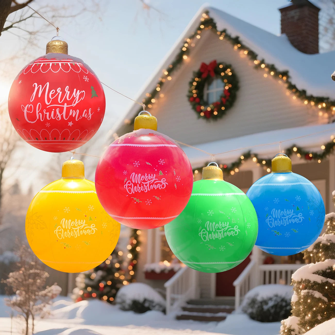 Inflatable Decorations PVC Inflatable Ornaments for Christmas Tree Yard Lawn Porch Winter Holiday Merry Christmas Outdoor Decor