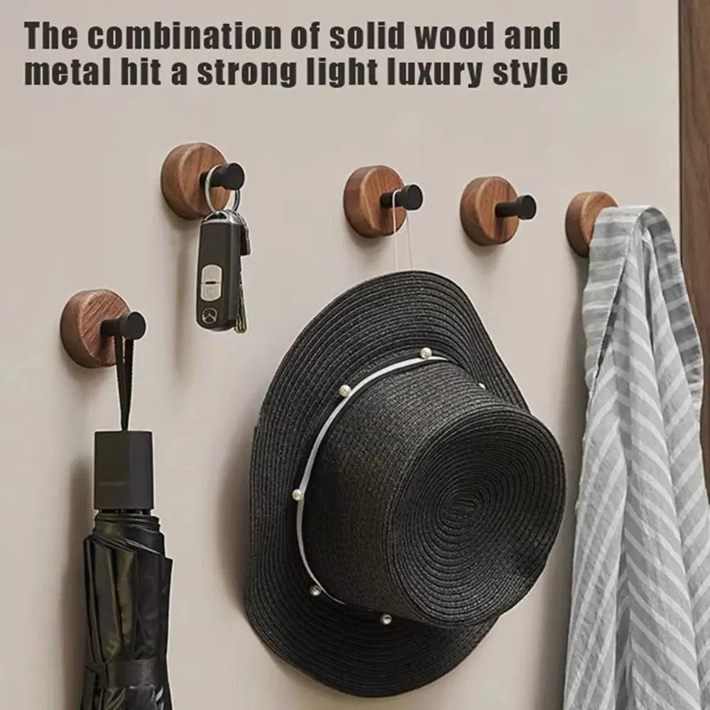 No Drilling Suction Cup Hook Self-Adhesive Solid Wood Wood Hook Heavy Duty Reusable Wall Mount Hook Kitchen Organization