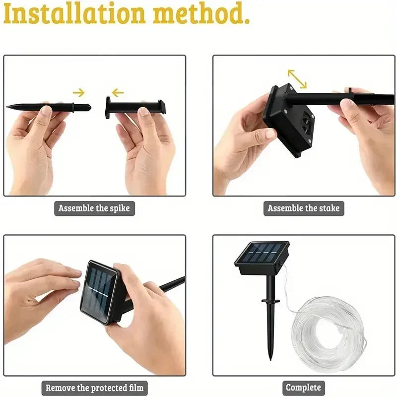 Halloween 7M/12M Outdoor Solar Tube Rope Led Light Garden Christmas Decoration Fairy String Light Outdoor Wedding Party Led Lamp