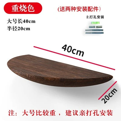 Wooden Semicircle Wall Shelf Background Wall Hanging Projector Display Stand Storage Organization Suspension Home Decoration