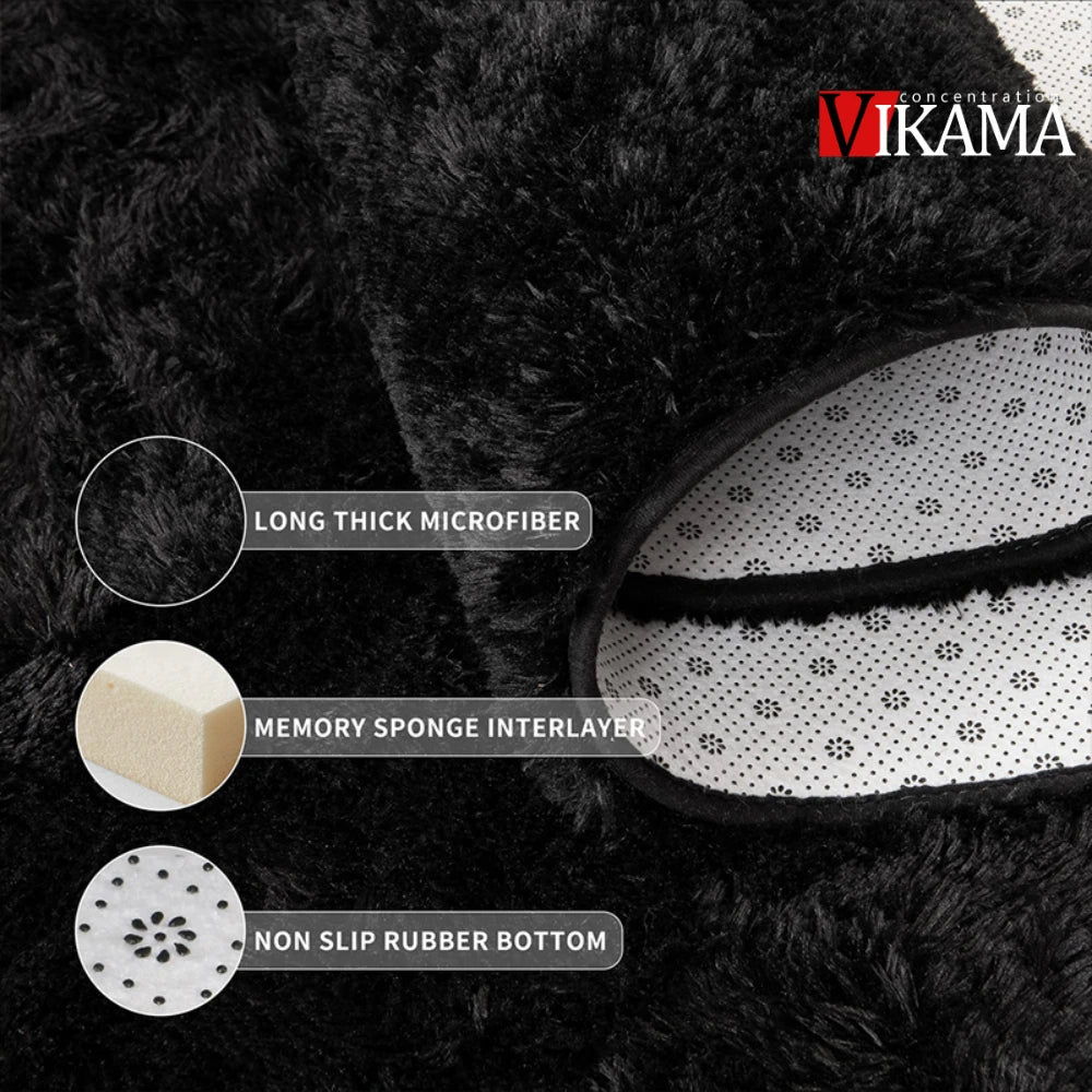 VIKAMA black Area Plush for Bedroom, Living Room Fluffy Rug, Large Area Rug Shag Shaggy Carpet Soft Plush Furry Bedside Rug