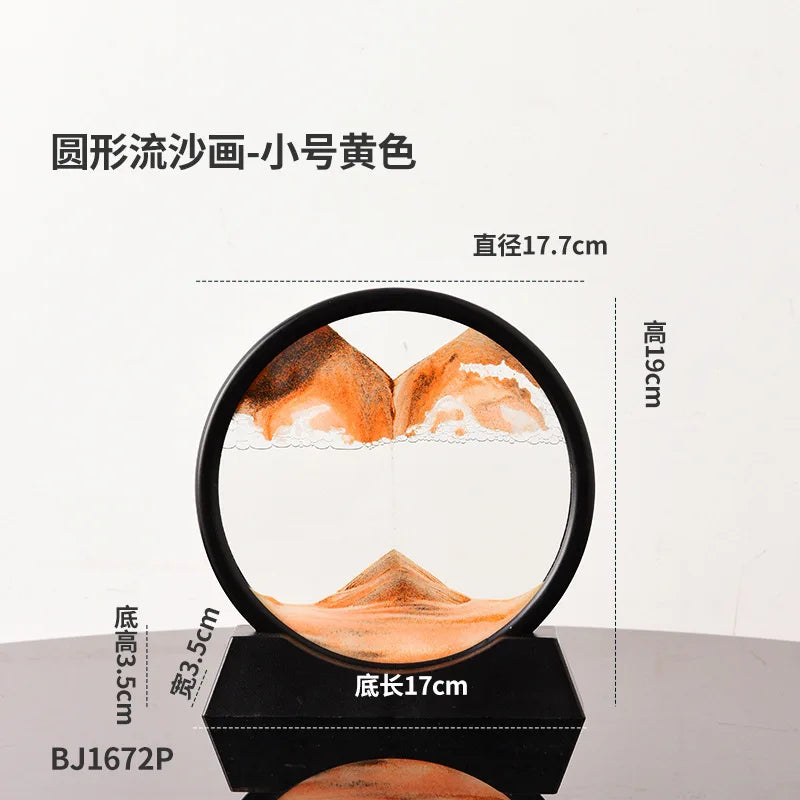 3D Hourglass Quicksand Moving Sand Art Picture Round Glass Deep Sea Sandscape Craft Flowing Painting Office Home Decor Gift New