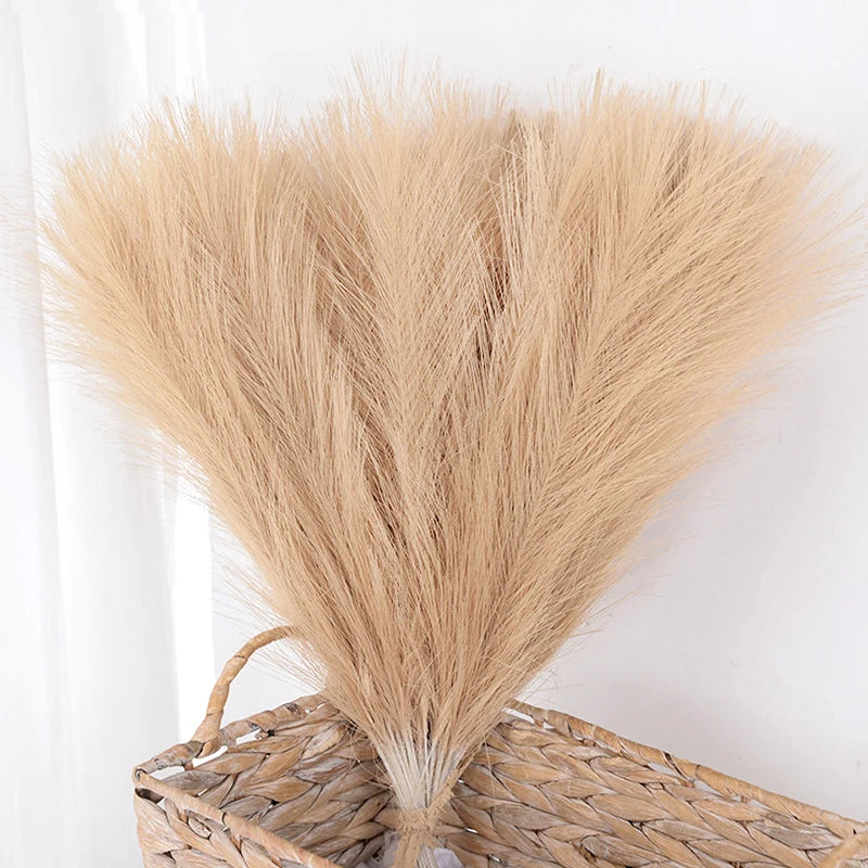 10Pcs Artificial Pampas Grass Bouquet for Home Bedroom Room Wedding Party Decoration Fake Plant Simulation Dried Flower Reed