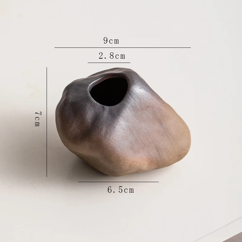 Creative Irregular Stone Shape Ceramic Vase Flowers Plant Potted Hydroponics Mini Vase Interior Aesthetics Home Decoration Gifts