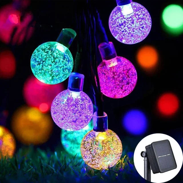 2024 New Solar Crystal Globe LED String Lights LED Solar Outdoor Light IP65 Fairy Light Christmas Garland for Garden Party Decor