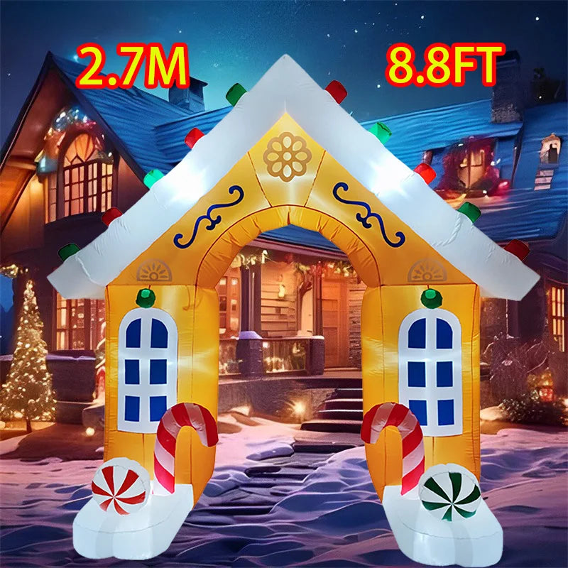 Inflatable Toys Christmas Decorations Gingerbread Man Snowman Arch Built-in LED Lights Model Party Xmas Holiday Decor Ornaments