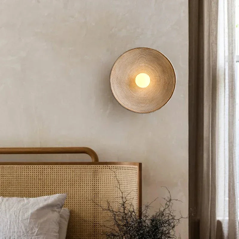 Wabi sabi Round Wall Lamp Retro Loft Living Room Bedroom Bedside Sconces Home Decoration Glass Resin Corridor Aisle Wall Lights