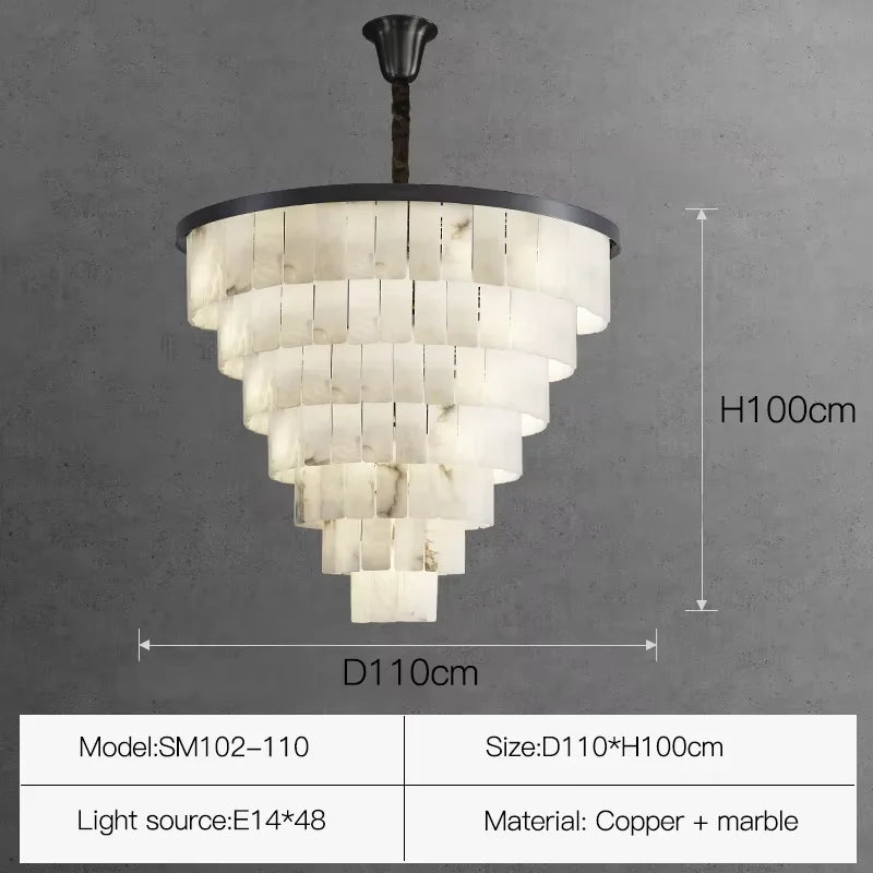 2025 Modern minimalist creative designer luxury Spanish marble warm white brass chandelier home life chandelier