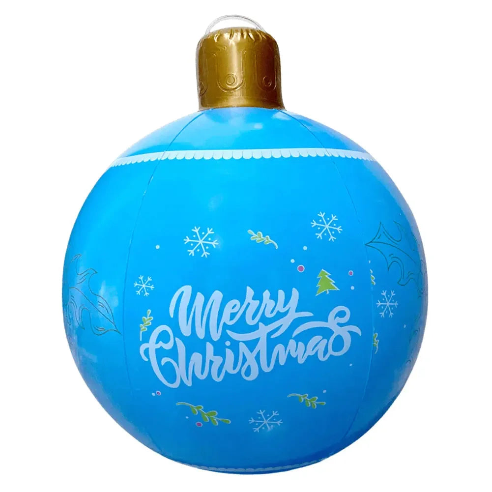 Jumbo 60CM Inflatable Christmas Sphere Outdoor Holiday Decor PVC Weatherproof Lawn Ornament for Xmas New Year Festivities