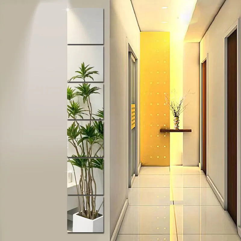 4/8PCS 3D Self-Adhesive Mirror Wall Stickers Flexible Acrylic Art Decor 20/30cm for Living Room DIY Home Decor