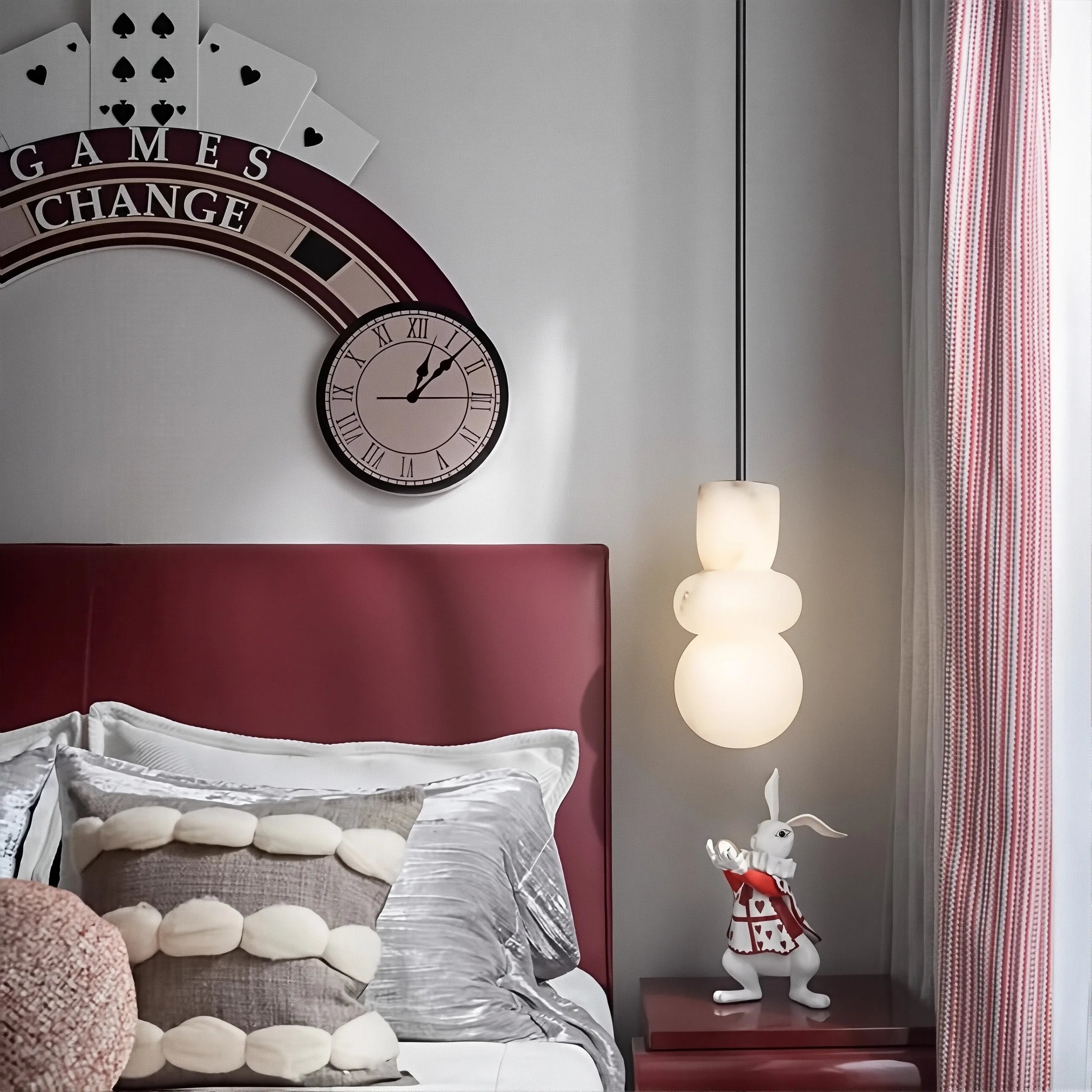 Simple LED Spanish Natural Marble Alabaster Pendant Lamp Living Room Corridor Bedside Chandelier Art Design Indoor Home Decor