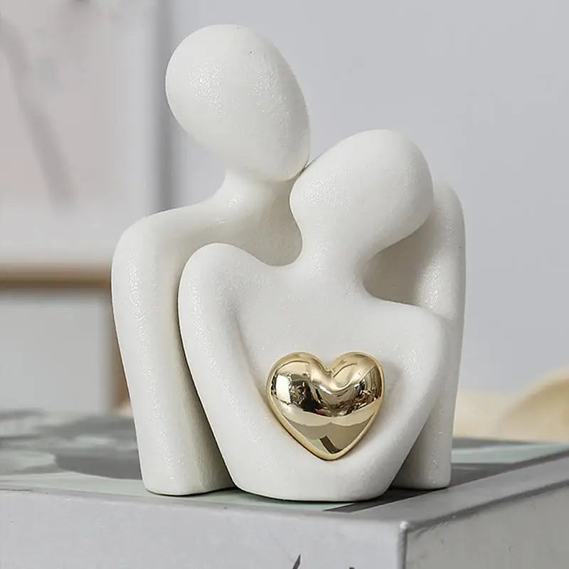 Nordic Decorative Abstract Couple Statue, Ceramic Figure Figurines, Living Room Crafts, Modern Sculpture, Home Ornaments