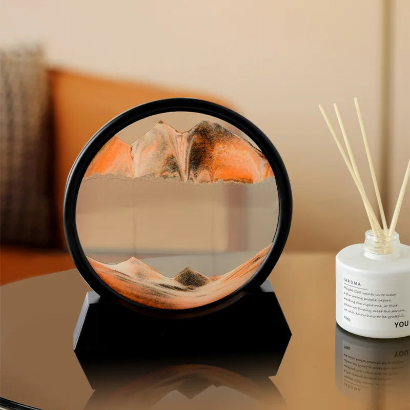 3D Hourglass Quicksand Moving Sand Art Picture Round Glass Deep Sea Sandscape Craft Flowing Painting Office Home Decor Gift New