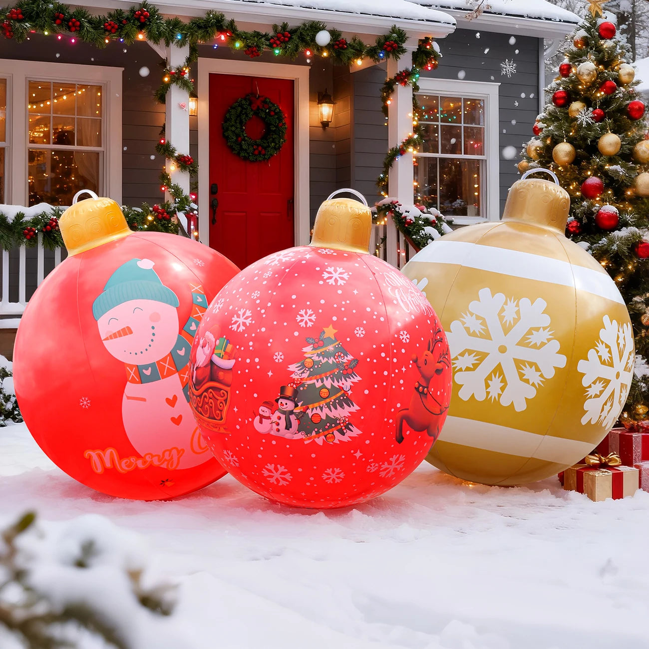 1PC  Inflatable Christmas Ornaments Balls Large PVC Holiday Inflatables Decorated Ball