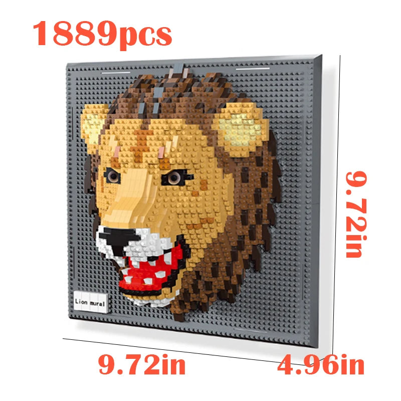 Creative Wall Art Frame Painting Featuring Sharks Eagles Parrots,DIY 3D Micro Animal Particle Building Block Toy,For Adults Gift