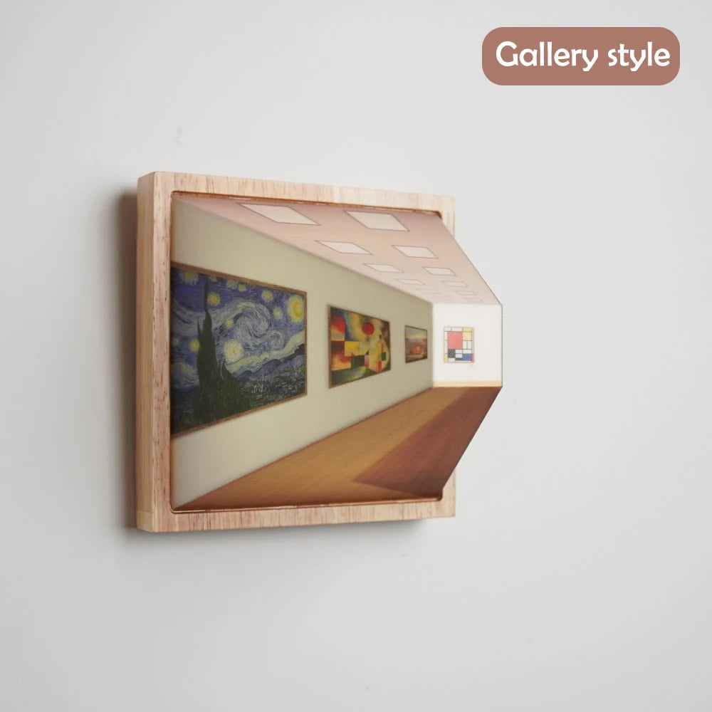 Naked Eye 3D Visual Night Light Wall Lamp Optical Art Atmosphere Wall Lamp 3 Colors Wall-Mounted Painting Light