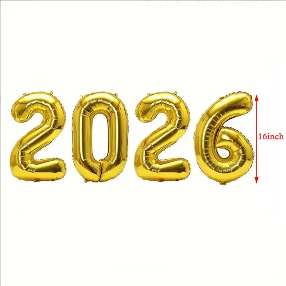 Happy New Year 2026 Alphabet Balloons Holiday Ornaments New Year Colorful Foil Balloons Inflatable Party Supplies